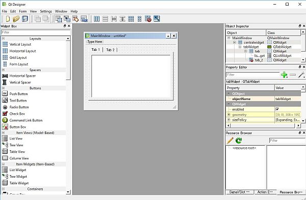 qt designer QTabWidget